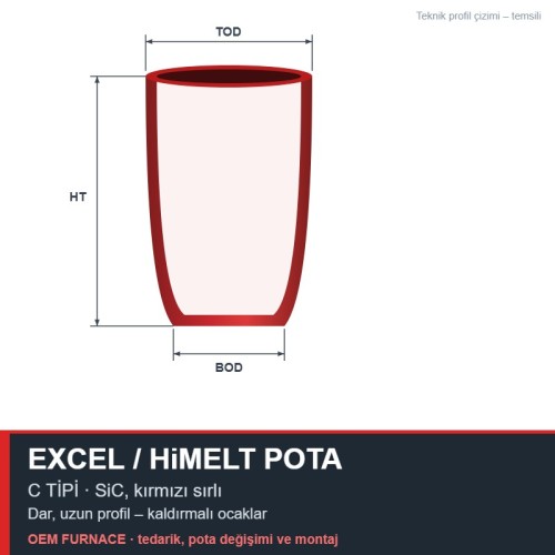MMS Excel CX150 / HiMelt CHM150 C-Shape SiC Crucible – 86 kg Brass MMS Excel CX150 / HiMelt CHM150 C-Shape SiC Crucible – 86 kg Brass