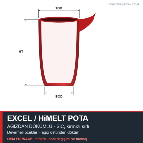 MMS Excel TPX904 / HiMelt TPHM904 Pour-over-top SiC Crucible – 330 kg Brass MMS Excel TPX904 / HiMelt TPHM904 Pour-over-top SiC Crucible – 330 kg Brass