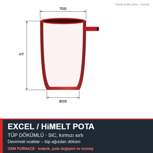 MMS Excel TPX15 / HiMelt TPHM15 Tube-pour SiC Crucible – 870 kg Brass MMS Excel TPX15 / HiMelt TPHM15 Tube-pour SiC Crucible – 870 kg Brass